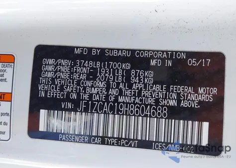 2017 Subaru Brz Limited from USA, damaged, VIN JF1ZCAC19H8604688